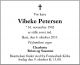 Dødsannonse for Vibeke Petersen