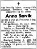 Dødsannonse Anna Sævig