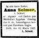 Dødsannonse Anna Selmer