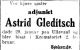 Dødsannonse Astrid Gleditsch