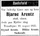 Dødsannonse Bjarne Arentz