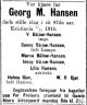 Dødsannonse Georg Martin Hansen