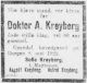 Dødsannonse Doktor A. Kreyberg