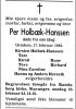 Dødsannonse Harald Per Holbæk-Hanssen