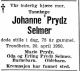 Dødsannonse Johanne Caroline Marie Selmer