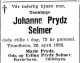 Dødsannonse Johanne Caroline Marie Selmer