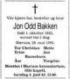 Dødsannonse Jon Odd Bakken Dødsannonse Jon Odd Bakken