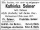 Dødsannonse Kathinka Edvarda Wilhelmine Selmer