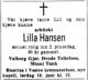 Dødsannonse Lilla Hansen