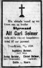 Dødsannonse for Alf Carl Selmer