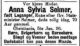Dødsannonse Anna Sylvia Selmer, født Leganger