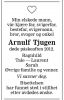 Dødsannonse Arnulf Tjugen