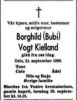Dødsannonse Borghild Vogt Kielland