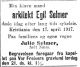 Dødsannonse Egil Selmer