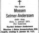 Dødsannonse Elfrida Marie Selmer-Anderssen, 'Mossen'