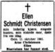 Dødsannonse Ellen Schmidt Christensen