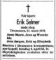 Dødsannonse Erik Gløersen Selmer