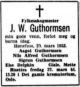 Dødsannonse Julius Wilhelm Guthormsen