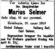 Dødsannonse Marius Maximilian Selmer