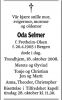 Dødsannonse Oda Selmer, født Fretheim-Olsen